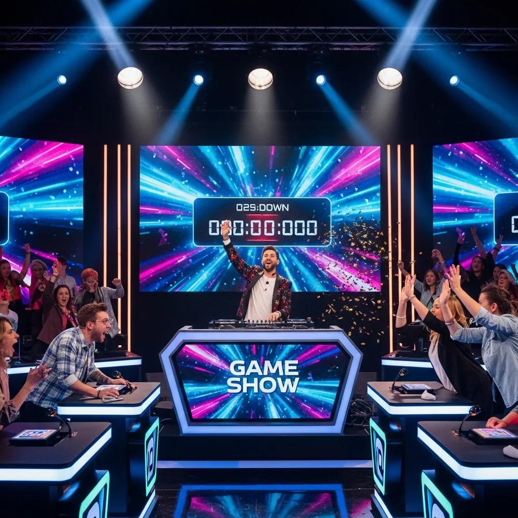 Game Show DJ leading an interactive trivia game with enthusiastic audience participation