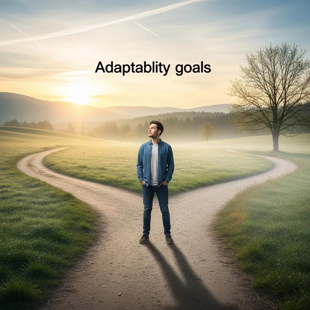 Individual at a crossroads, symbolizing the importance of adaptability in achieving goals amidst life's uncertainties