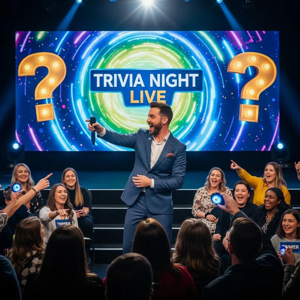 Professional emcee energizing a live trivia event, enhancing participant engagement and bonding