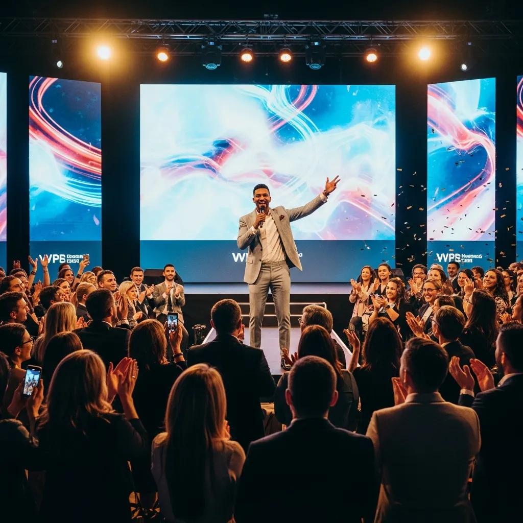 Professional emcee engaging a diverse audience at an event